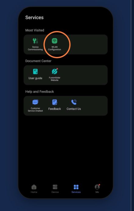 Huawei step 2: Tap WLAN Configuration