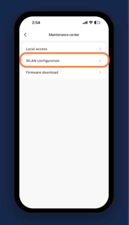 Sungrow step 3: Open WLAN Configuration